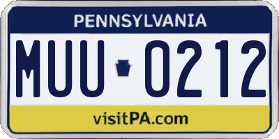 PA license plate MUU0212