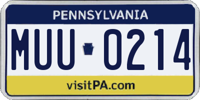 PA license plate MUU0214