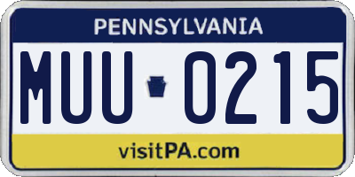 PA license plate MUU0215