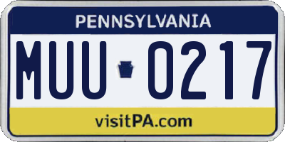 PA license plate MUU0217