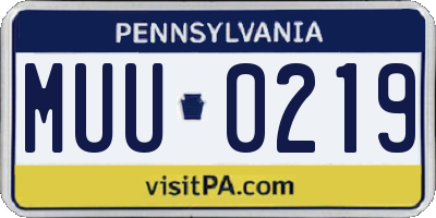 PA license plate MUU0219