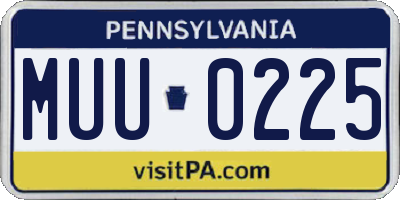 PA license plate MUU0225