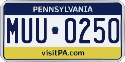PA license plate MUU0250