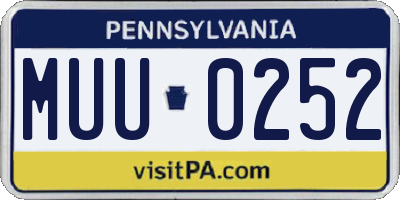 PA license plate MUU0252