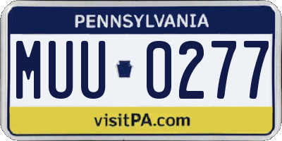 PA license plate MUU0277