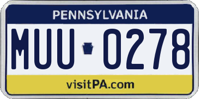 PA license plate MUU0278