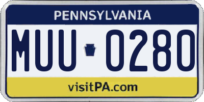 PA license plate MUU0280