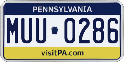 PA license plate MUU0286
