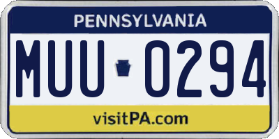 PA license plate MUU0294