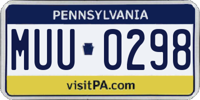 PA license plate MUU0298