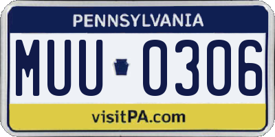 PA license plate MUU0306
