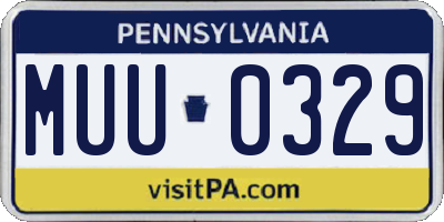 PA license plate MUU0329