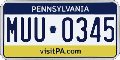 PA license plate MUU0345