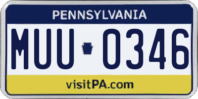 PA license plate MUU0346
