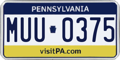 PA license plate MUU0375