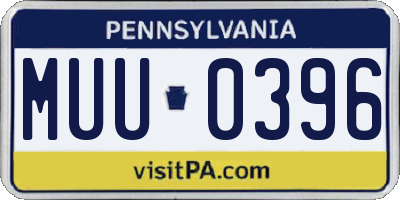 PA license plate MUU0396