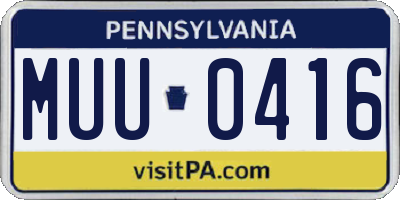 PA license plate MUU0416