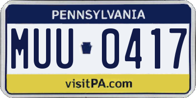 PA license plate MUU0417
