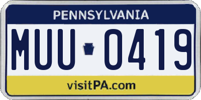 PA license plate MUU0419