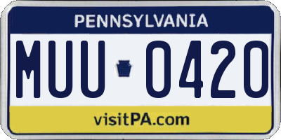 PA license plate MUU0420