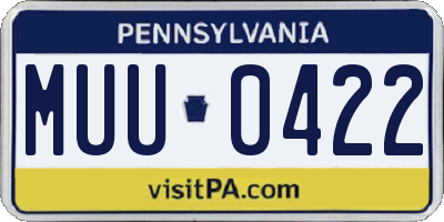 PA license plate MUU0422