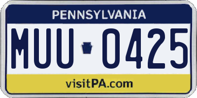 PA license plate MUU0425