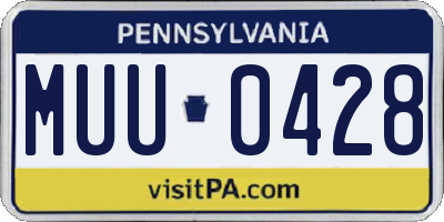 PA license plate MUU0428