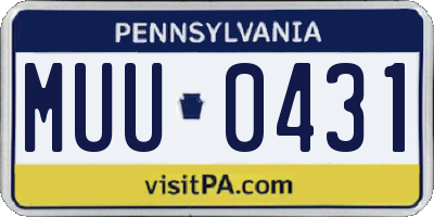 PA license plate MUU0431