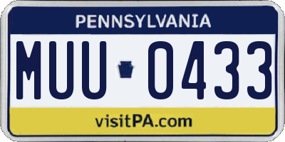 PA license plate MUU0433