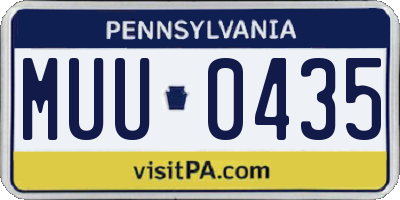 PA license plate MUU0435
