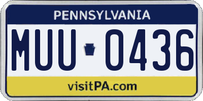 PA license plate MUU0436