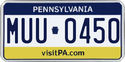 PA license plate MUU0450
