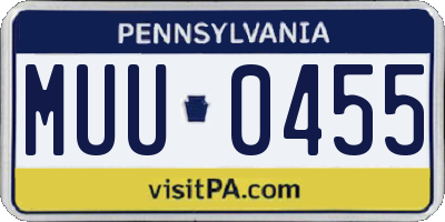 PA license plate MUU0455