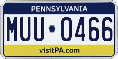 PA license plate MUU0466
