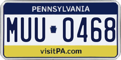 PA license plate MUU0468