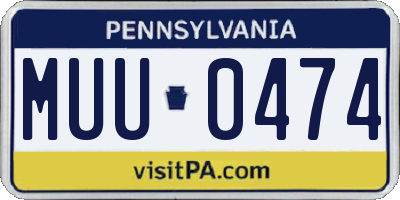 PA license plate MUU0474