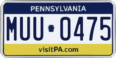 PA license plate MUU0475