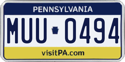 PA license plate MUU0494
