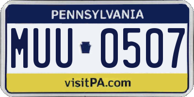 PA license plate MUU0507