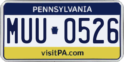 PA license plate MUU0526