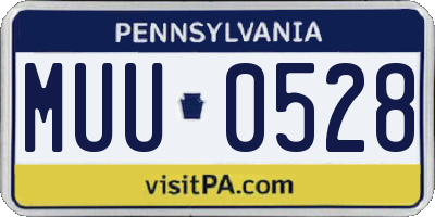 PA license plate MUU0528