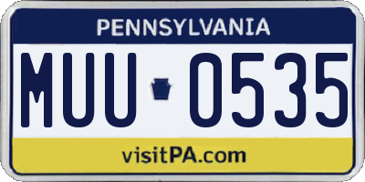 PA license plate MUU0535