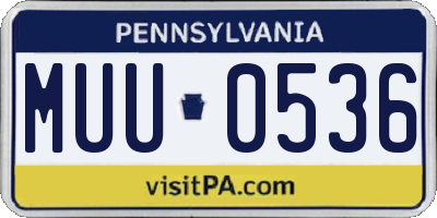 PA license plate MUU0536