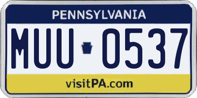 PA license plate MUU0537