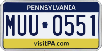 PA license plate MUU0551