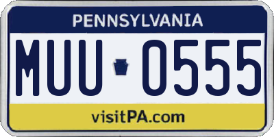 PA license plate MUU0555