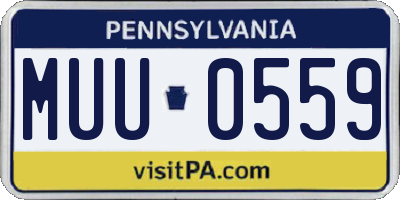 PA license plate MUU0559