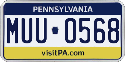 PA license plate MUU0568