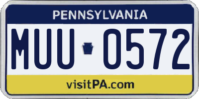 PA license plate MUU0572