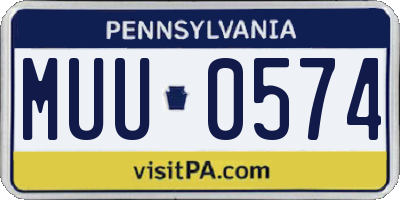 PA license plate MUU0574